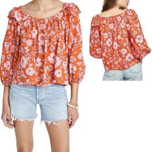 NWT New $98 Free People Miss Daisy Printed Cotton Top Size XS